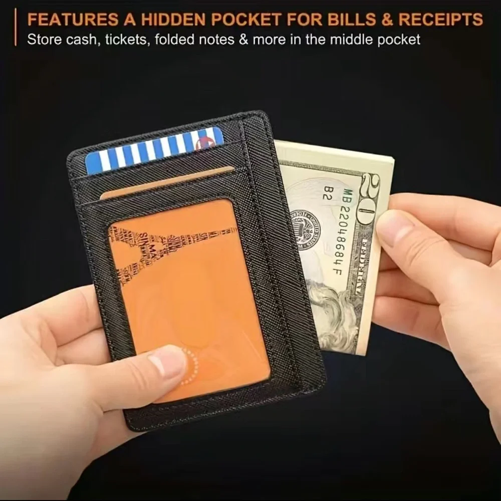 Men Saffiano Leather Style Wallet RFID Blocking Slim Practical